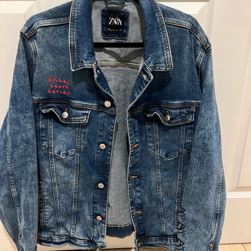 Zara Broken Heart Heroes Jean Jacket